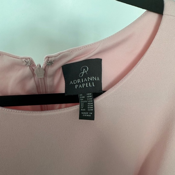 Worn Once Good Condition | Adrianna Papell Cascade Crepe Gown| Pale Shell| 18W - Picture 5 of 5